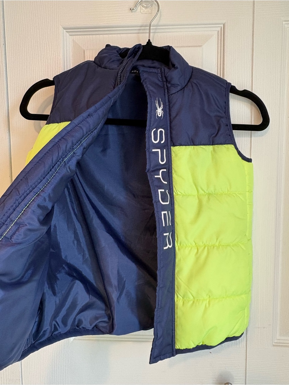 Spyder Neon Yellow and Navy Kids Quilted Vest Cold Season Winter Size 5T